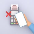 Refusal, rejection of mobile payment. The client cannot pay. The card is not accepted, not serviced. Terminal, contactless payment