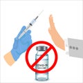 Refusal vaccination concept with sign hand stop