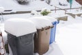 Refuse bins Covered in Snow. Royalty Free Stock Photo