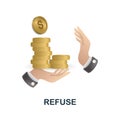 Refuse icon in 3d. Colored illustration from corruption collection. Creative Refuse icon for web design, templates