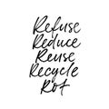 Refuse, reuse, recycle ink pen hand written lettering