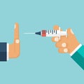 Refusing vaccine concept