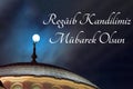 Regaip Kandili concept. Dome of a mosque and full moon Royalty Free Stock Photo