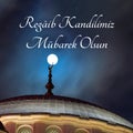 Regaip Kandili concept image. Dome of a mosque and full moon Royalty Free Stock Photo