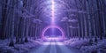 Cool Elegance A Purple and White Pathway Illuminating a Silver Forest Royalty Free Stock Photo