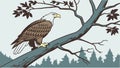 Regal Bald Eagle Resting on a Sturdy Tree Branch, vector design Generative AI Royalty Free Stock Photo