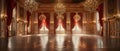 Regal Ballroom Elegance with Opulent Chandeliers. Concept Elegant Ballroom Decor, Opulent