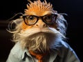 Bearded dragon with tiny glasses acting as professor