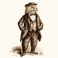 Regal Beaver: A Hyper-realistic Illustration Of A Dapper Animal