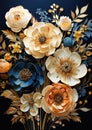 Regal Blooms: An Exquisite Baroque Sculpture of Quilled Paper Fl