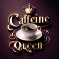 Regal Caffeine Queen: Gold Script & Porcelain Tea Cup