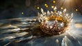 Regal Crown Bathed in Golden Light. Generative ai