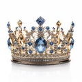 Regal crown with blue gems, luxury concept, - AI Generated