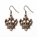 Crown Shaped Brass Earrings With Sepia Tone Inspired Design