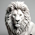 Regal 3D Render: Lion in Striking Detail on a White Background