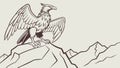 Regal eagle on mountain summit, symbolizing power, freedom, and expansive views, vector design Generative AI Royalty Free Stock Photo