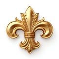 Regal Elegance: Royal Gold Fleur de Lis Ornament Isolated on White Background. Generative ai