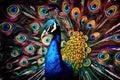 A regal and elegant Peacock showing off its colorful feathers, showing off its regal and elegant nature. Generative AI