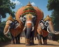 Regal Elephants: Onam's Majestic Procession