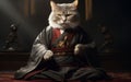 Regal Feline Samurai: A Cat& x27;s Noble Stance