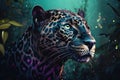 A regal and fierce panther in the jungle. Generative AI