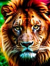 Regal and Fierce Vibrant Red Lions and Tigers.AI Generated