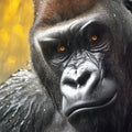 Regal gaze silverback gorillas close up, eyes making powerful contact