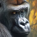 Regal gaze silverback gorillas close up, eyes making powerful contact