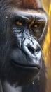 Regal gaze silverback gorillas close up, eyes making powerful contact