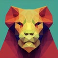 Regal Geometrics: A Portrait of a Lioness in Rhombuses and Triangles. Polygonal Majesty: A Stylized Portrait of a