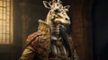 Regal Giraffe: A Majestic Baroque Portrait Rendered In Unreal Engine