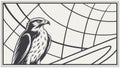 Regal Hawk on Global Network Grid Vector Art, Digital Vantage, vector design Generative AI Royalty Free Stock Photo