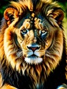 The Regal Lion in its Striking Outfit.AI Generated