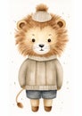 The Regal Lion\'s Winter Wardrobe: A Charming Illustration by Mer