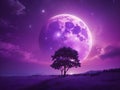 Regal Lunar Radiance: Captivating Violet Moonlit Sky