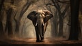 A regal and majestic elephant, its massive form dwarfing the trees around it Royalty Free Stock Photo