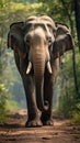 A regal and majestic elephant, its massive form dwarfing the trees around it Royalty Free Stock Photo