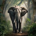 A regal and majestic elephant, its massive form dwarfing the trees around it Royalty Free Stock Photo