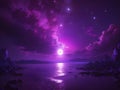 Regal Night Sky: Enchanting Purple Lunar Illumination