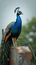 A regal peacock perches with pride against a textured stone