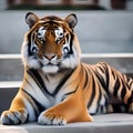 A regal tiger in majestic clothing, posing for a portrait with a dignified and powerful aura1