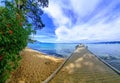 Regan beach deck Oct tahoe sunset