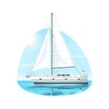 Regatta on ocean waves semi flat vector illustration