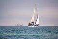 Lonely yacht Varna bay Bulgaria 2014 Royalty Free Stock Photo