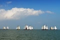 Regatta for traditional sailing ships on lake IJsselmeer