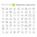 Regenerative agriculture linear icons set