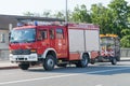 Regensburg, Bavaria, Germany, Mai 17, 2017, Voluntary fire brigade of Regensburg with flashing blue light Royalty Free Stock Photo