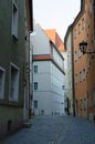 Regensburg, Bavaria, Germany - 11.11.2014: Streets of Bavarian Regensburg. This city is an example of a well-preserved large