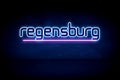 Regensburg - blue neon announcement signboard