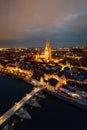 Regensburg Cathedral at Night in Bavaria, Germany Royalty Free Stock Photo